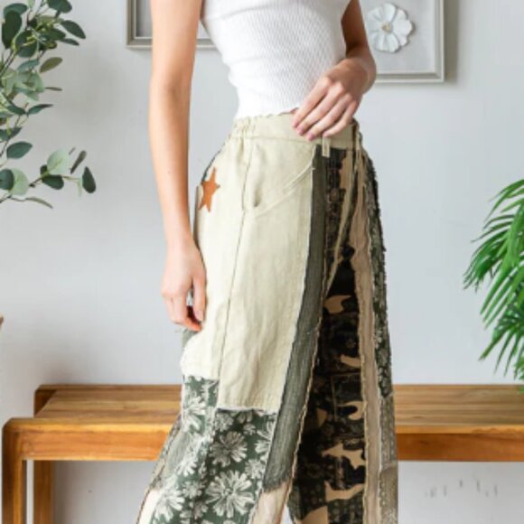 OHPG Oli&Hali MINERAL WASHED PATCHWORK TWILL PANTS - Picture 5 of 5